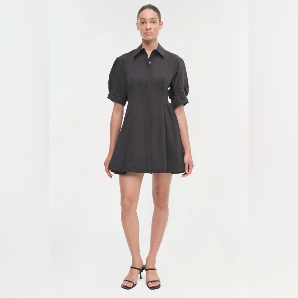 NWT $395 Simkhai Jazzie dress black summer tea party cocktail flare skirt shirt